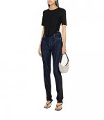 Dark Blue/Black Twist-Panelled High-Waist Jeans