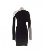 Black/Nude Sheer Drapped Dress
