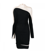 Black/Nude Sheer Drapped Dress