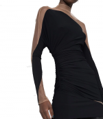 Black/Nude Sheer Drapped Dress