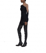 Black/Nude Sheer Drapped Dress