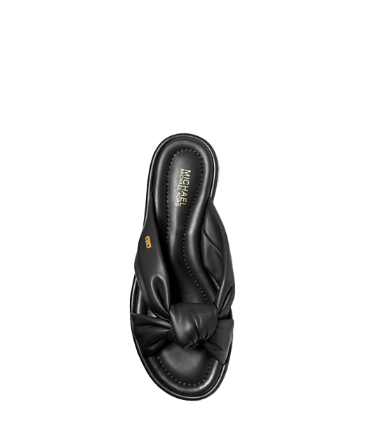 Elena Flat Black Leather Slide