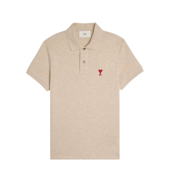 Red Ami De Coeur Beige Pique Polo Shirt