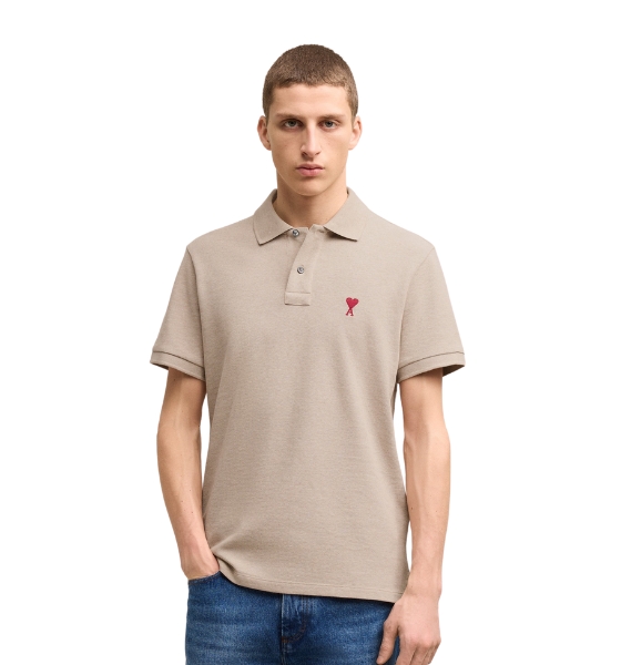 Red Ami De Coeur Beige Pique Polo Shirt