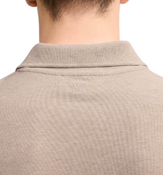 Red Ami De Coeur Beige Pique Polo Shirt
