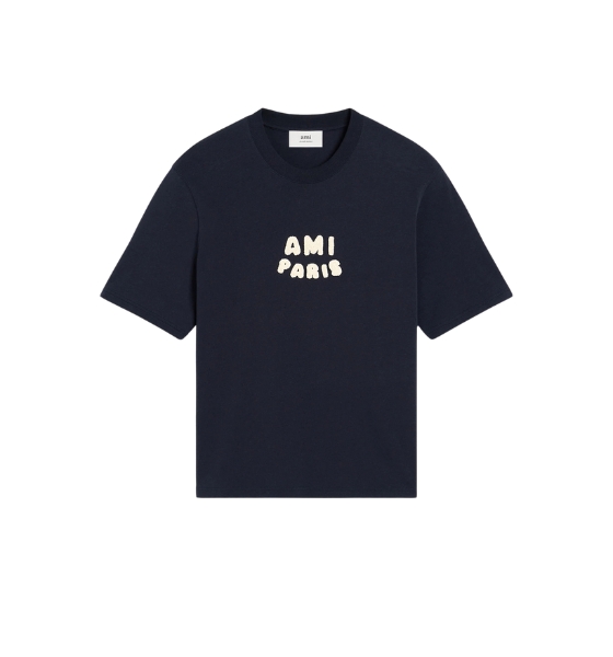 Navy Blue T Shirt with Ami Paris Patch
