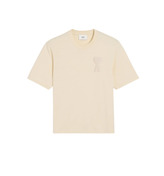 White Cream T Shirt With Ami De Coeur Patch