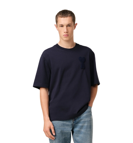 Navy Blue T Shirt With Ami De Coeur Patch