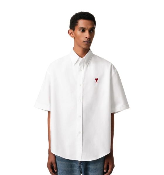 White Ami De Coeur Cotton Boxy Fit Short Sleeves Shirt
