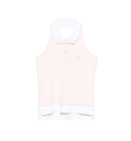 Layered Barely Pink/White Polo Mini Halter Top