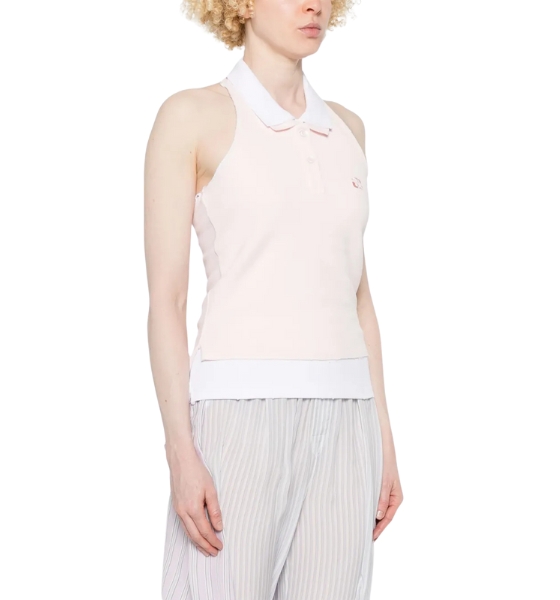 Layered Barely Pink/White Polo Mini Halter Top