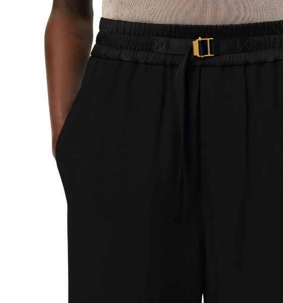 Black Large Fit Elasticated Gabardine Shorts