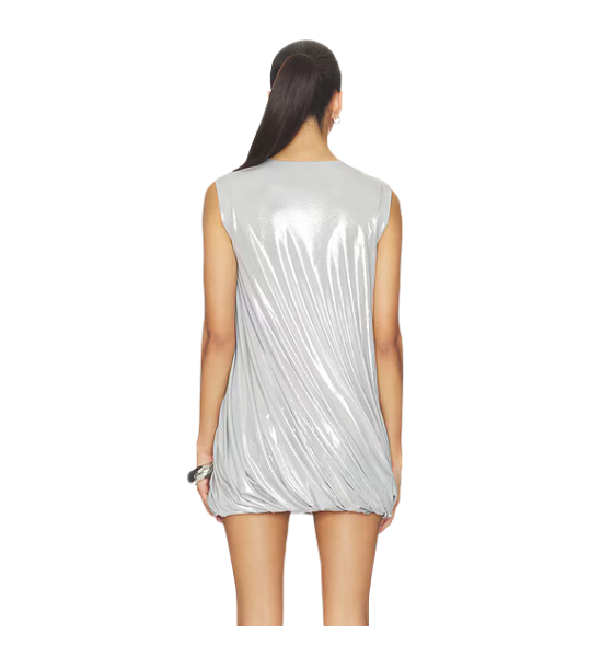 Silver Sleeless Twist Mini Dress