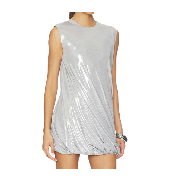Silver Sleeless Twist Mini Dress