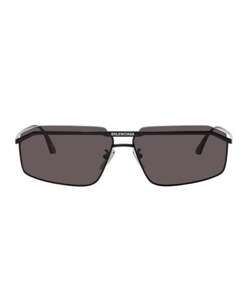 Black Metal White Logo Grey Lens Ballenciaga Eyewear