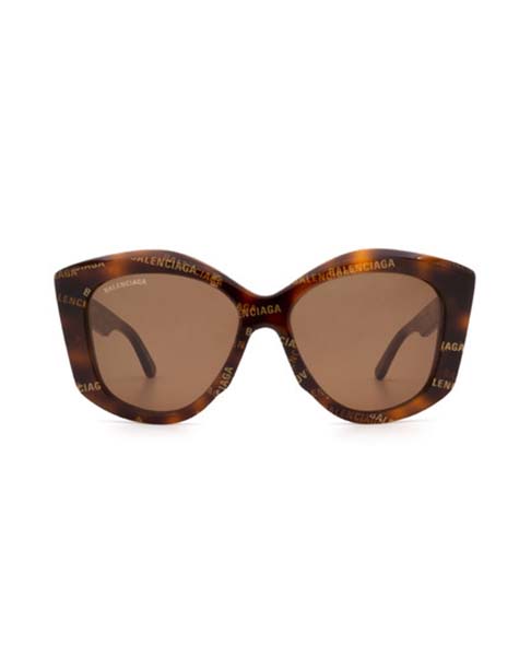 Turtle Gold Printed Logo Balenciaga Eyewear