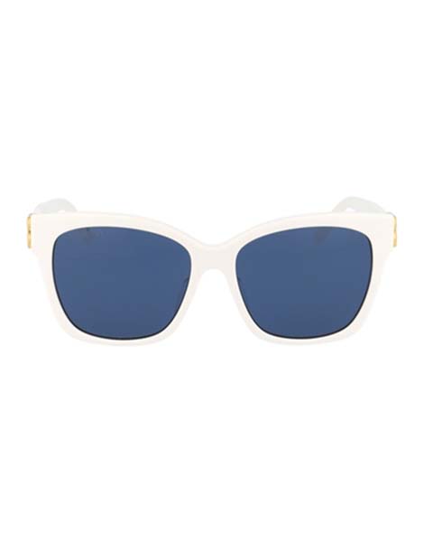 White Gold Logo Blue Lens Balencaga Eyewear