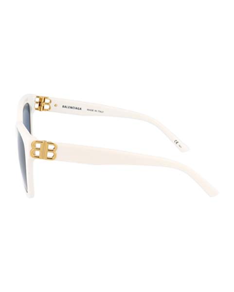 White Gold Logo Blue Lens Balencaga Eyewear
