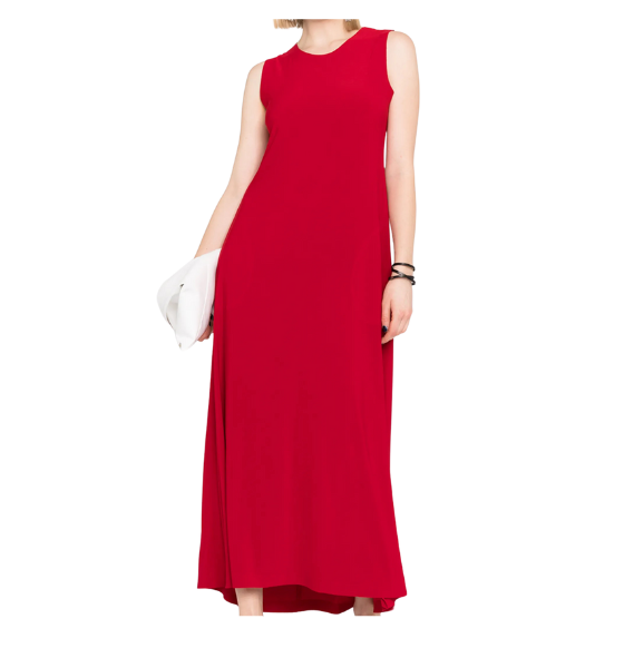 Red Sleeveless Long Swing Dress