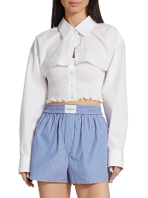 White Smocked Cami Overshirt Twinset