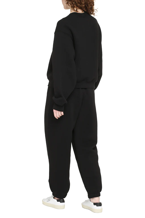 Black Essential Terry Crew Sweatshirt W/ Puff  Paint Logo