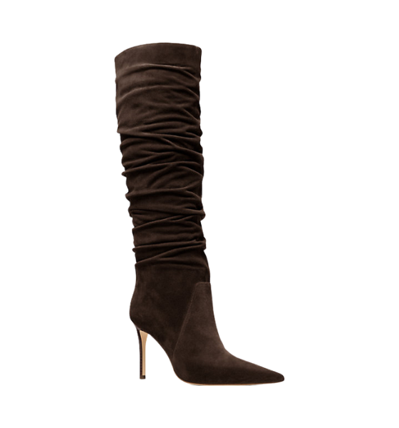Chocolate Suede Leather Dawn Heeled Boot