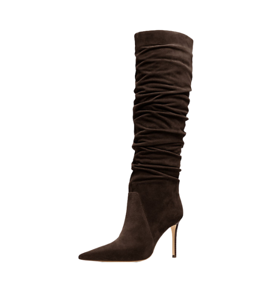 Chocolate Suede Leather Dawn Heeled Boot