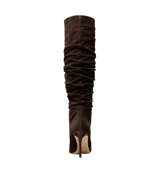 Chocolate Suede Leather Dawn Heeled Boot
