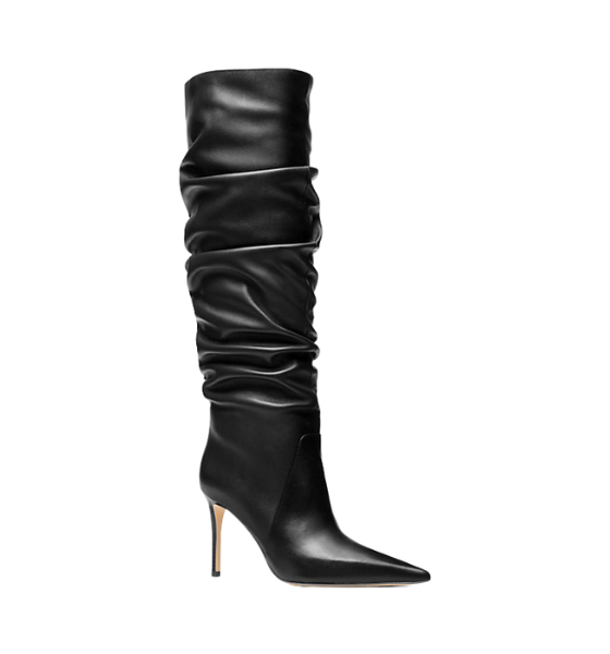 Black Leather Dawn Heeled Boot