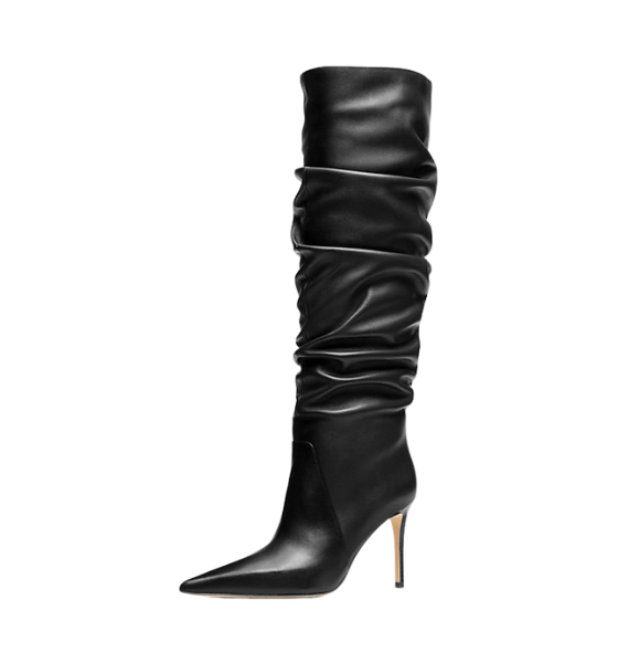 Black Leather Dawn Heeled Boot