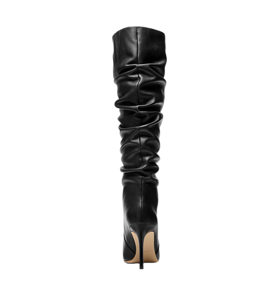 Black Leather Dawn Heeled Boot