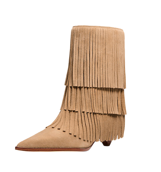 Husk Fringe Leather Jayla Heeled Bootie