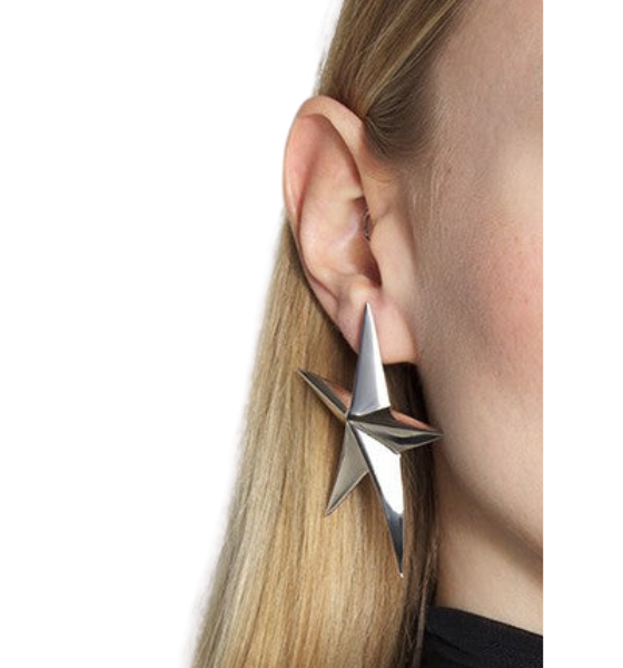 Silver Palladium Maxi Star Earrings