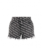 Grey Aged Bite Shorts With White Logo