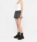 Grey Aged Bite Shorts With White Logo