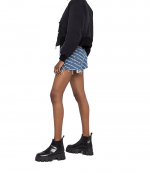 Deep Blue Bite Denim Shorts With White Logo