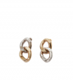 Chain Link Silver Tone Gold Drop Earrings