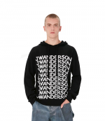 Black White Repeat Logo Hoodie