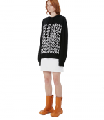 Black White Repeat Logo Hoodie