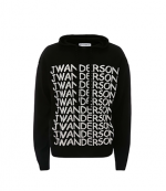 Black White Repeat Logo Hoodie