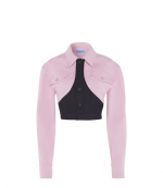 Cropped Pink Denim Jacket