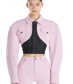 Cropped Pink Denim Jacket