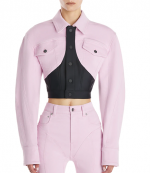 Cropped Pink Denim Jacket