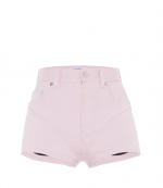 Bi-Material Pink Black Spiral Shorts