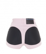 Bi-Material Pink Black Spiral Shorts