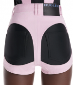 Bi-Material Pink Black Spiral Shorts