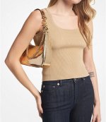 Piper Small Metallic Snake Embossed Leather Shoulder Bag