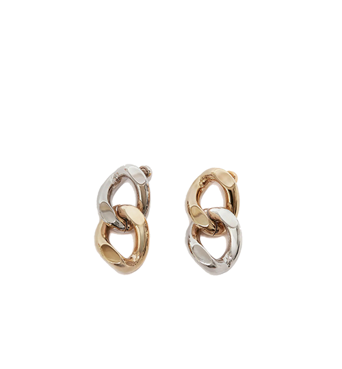 Chain Link Silver Tone Gold Drop Earrings