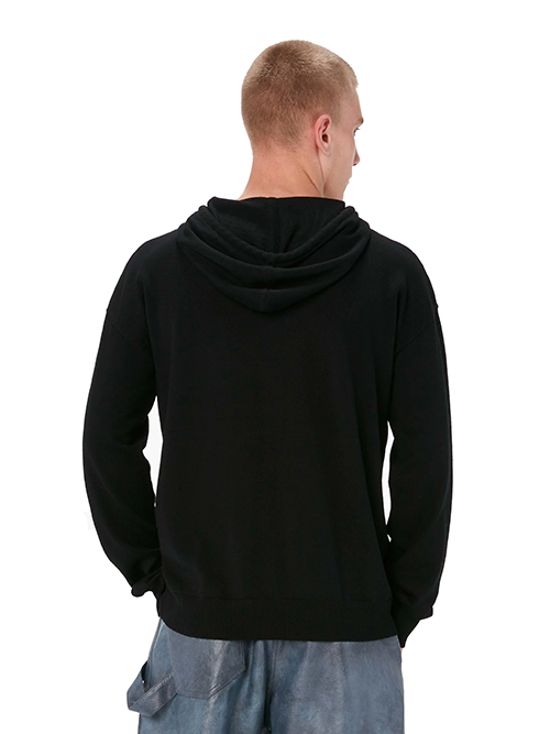 Black White Repeat Logo Hoodie
