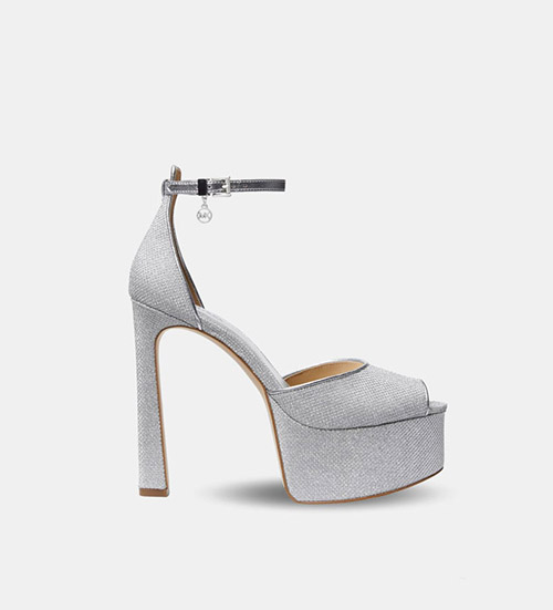 Martina Peep Toe Silver Glitter Pump